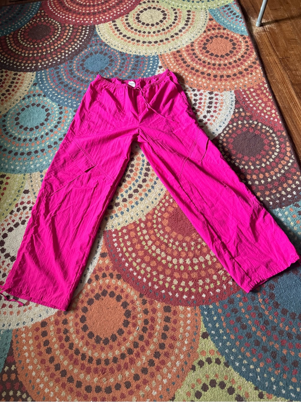 Wide Leg Cargo Pants in Bright Fuchsia - Women's Casual Trousers